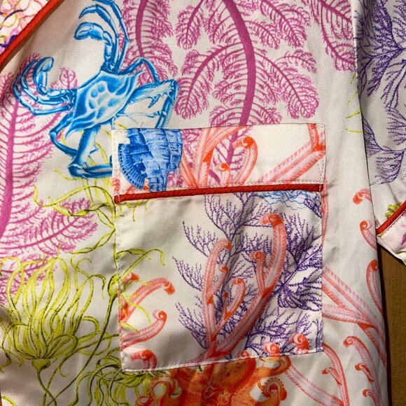 Kilo Brava Womens Pajamas Size Small Multicolor Under The Sea Print Satin - Picture 4 of 9